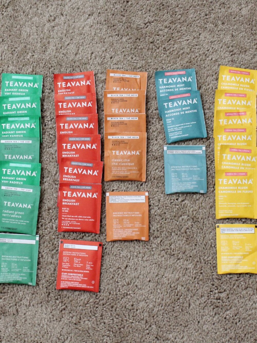 STARBUCKS TEAVANA Tea Bag Lot of 52 Sachets Mix of 5 Flavors for Tea Lovers